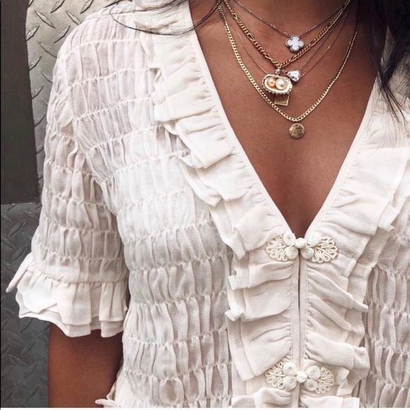 Reformation Tops - Reformation Detrich Blouse Top Cream Ruffle Small